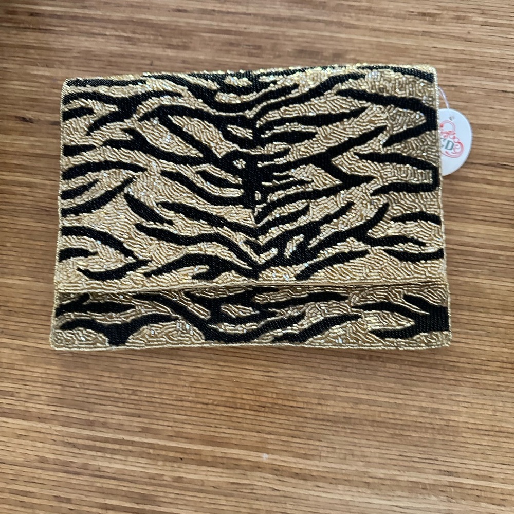 Tiger Stripe Beaded Clutch